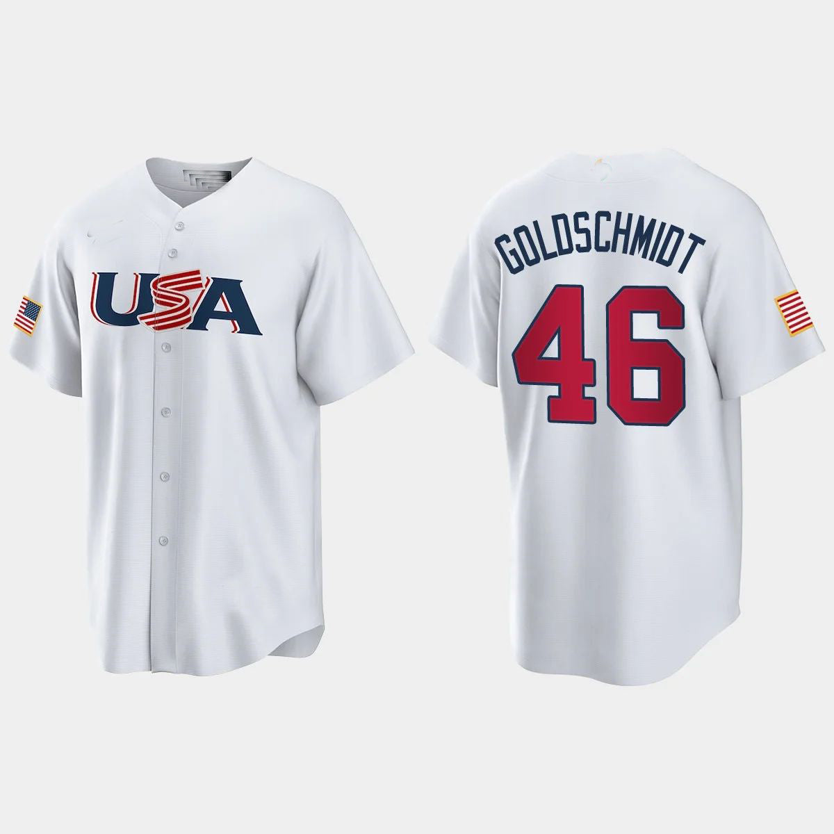 #46 PAUL GOLDSCHMIDT ST. LOUIS CARDINALS 2023 WORLD BASEBALL CLASSIC USA REPLICA JERSEY ¨C WHITE Stitches Baseball Jerseys baseball jersey product view 1