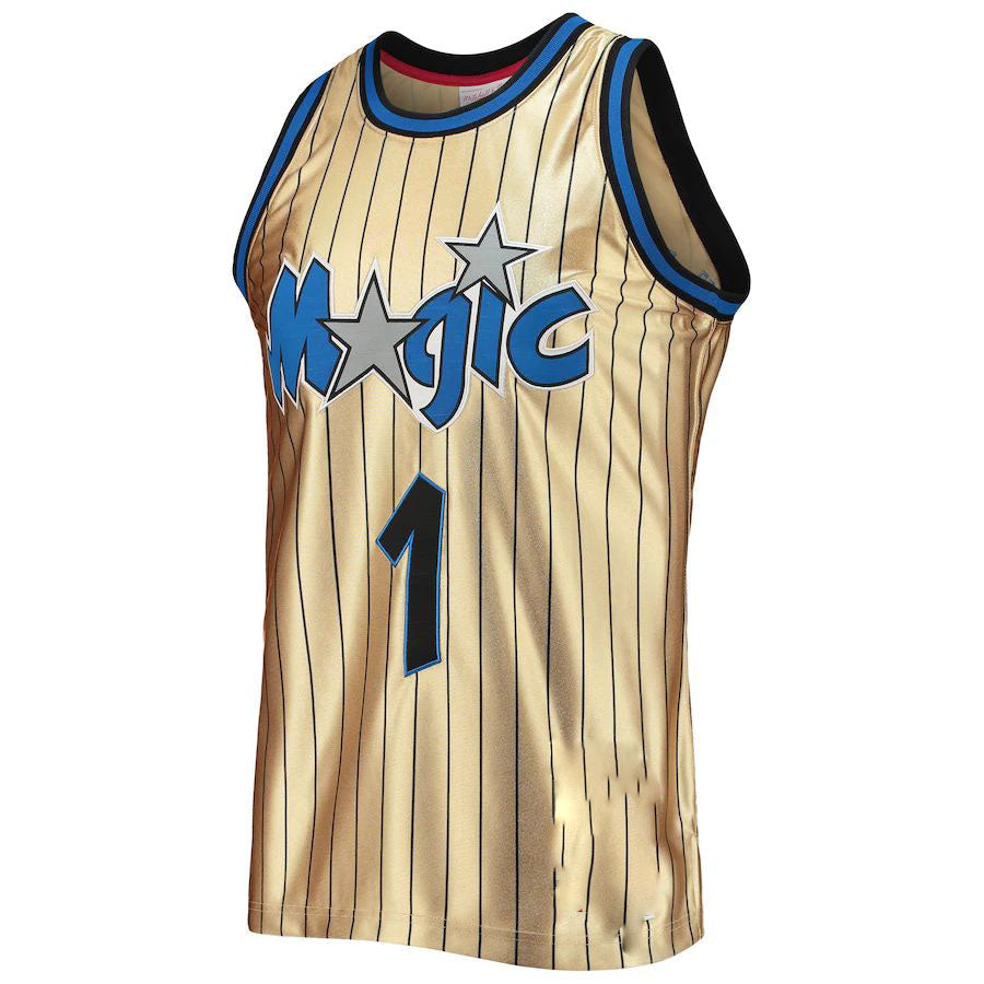 O.Magic #1 Penny Hardaway 75th Anniversary 1993-94 Hardwood Classics Swingman Jersey Gold Stitched American Basketball Jersey basketball jersey product view 1