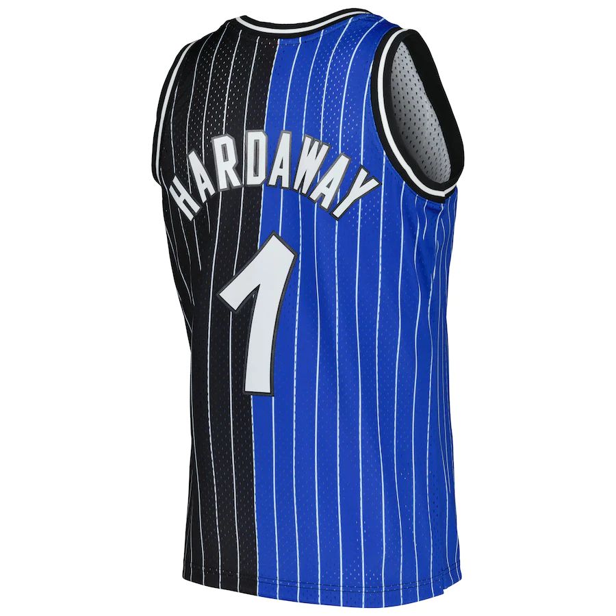 O.Magic #1 Penny Hardaway Hardwood Classics 1994-95 Split Swingman Jersey BlueBlack Stitched American Basketball Jersey basketball jersey product view 1