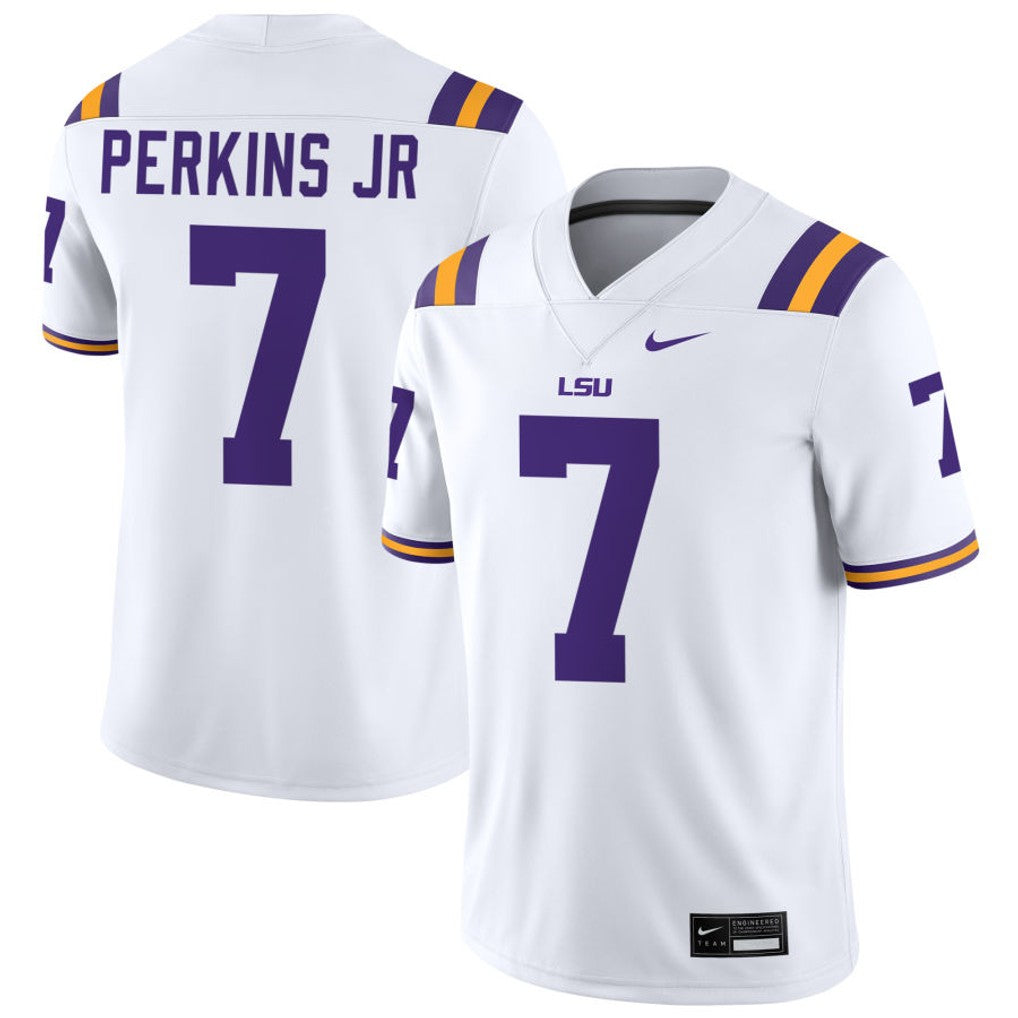 Harold Perkins Jr. LSU Tigers Jersey - White sports jersey product view 1