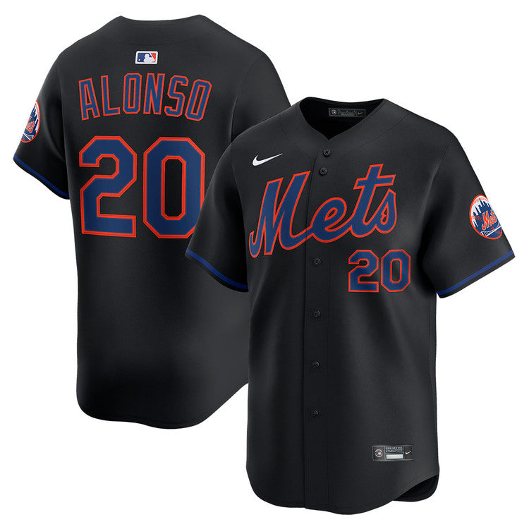 Pete Alonso New York Mets Alternate Limited Jersey - Black baseball jersey product view 1