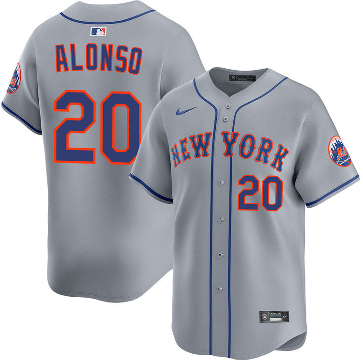 Pete Alonso New York Mets Road Limited Jersey - Gray baseball jersey product view 1