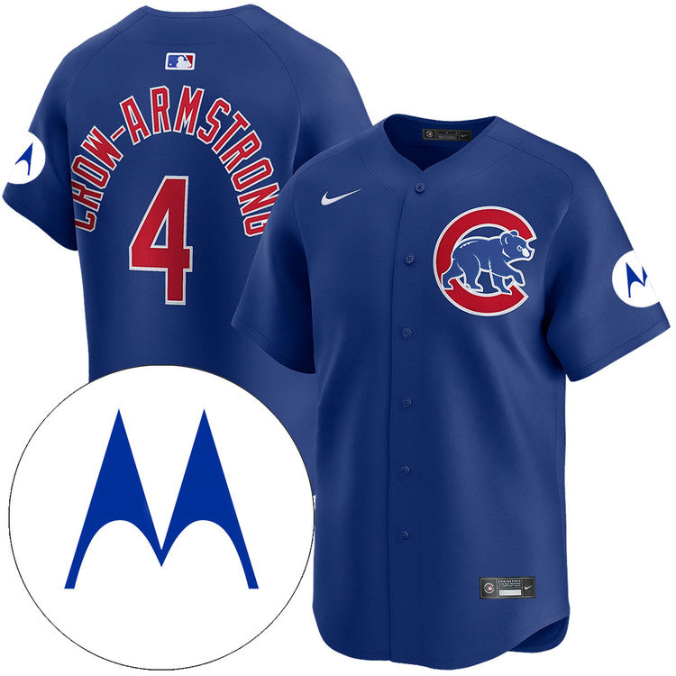 Pete Crow-Armstrong Chicago Cubs Alternate Limited Motorola Patch Jersey - Royal baseball jersey product view 1