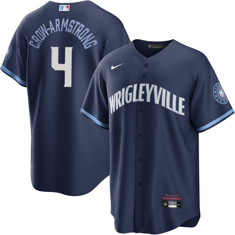 Pete Crow-Armstrong Chicago Cubs City Connect Jersey - Navy baseball jersey product view 1