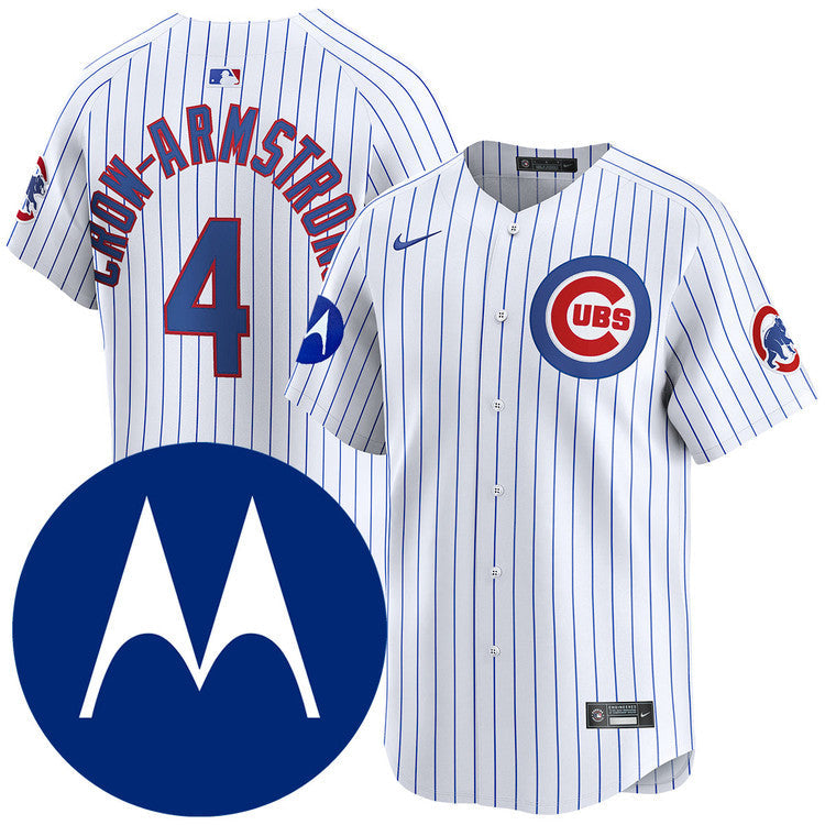 Pete Crow-Armstrong Chicago Cubs Home Limited Motorola Patch Jersey - White baseball jersey product view 1
