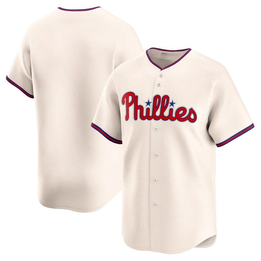 Philadelphia Phillies Alternate Limited Jersey - Cream Stitched Baseball Jersey baseball jersey product view 1