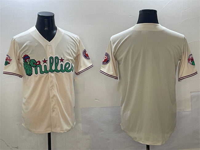 Philadelphia Phillies Blank Cream Phanatic Limited Stitched Baseball Jersey baseball jersey product view 1