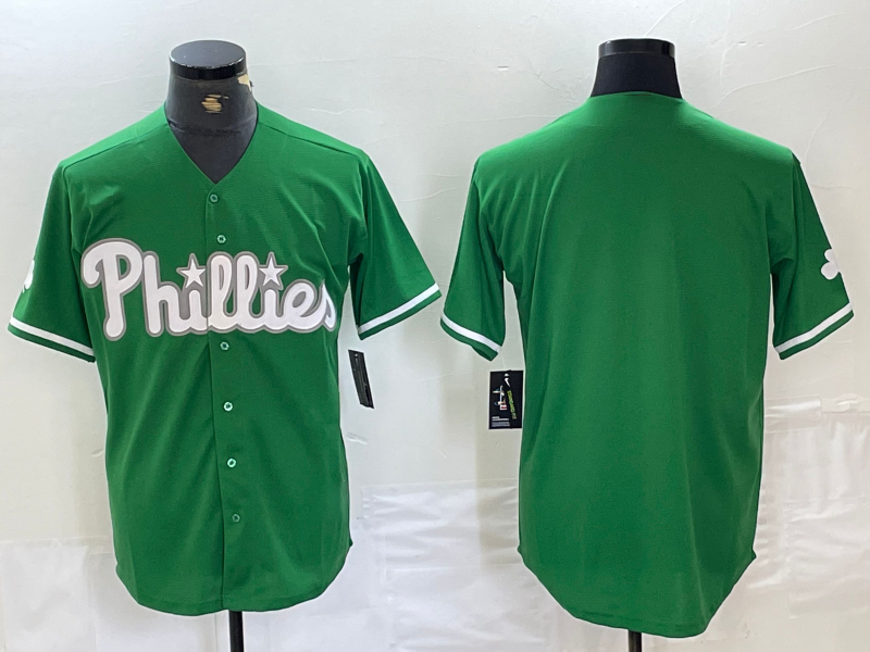 Philadelphia Phillies Blank Green Celtic Stitched Cool Base Baseball Jersey baseball jersey product view 1