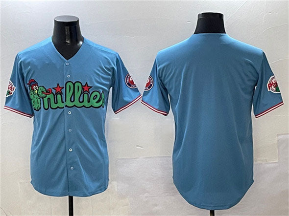 Philadelphia Phillies Blank Light Blue Phanatic Limited Stitched Baseball Jersey baseball jersey product view 1
