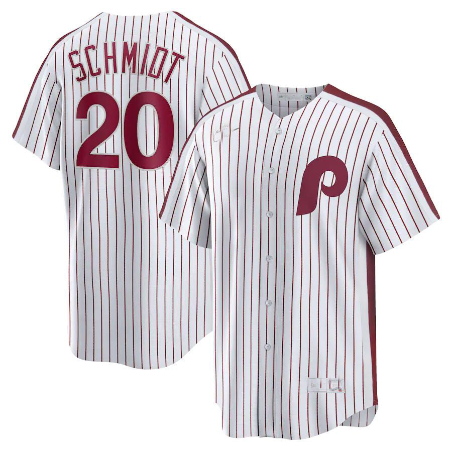 Philadelphia Phillies #20 Mike Schmidt White Home Cooperstown Collection Player Jersey Baseball Jerseys baseball jersey product view 1