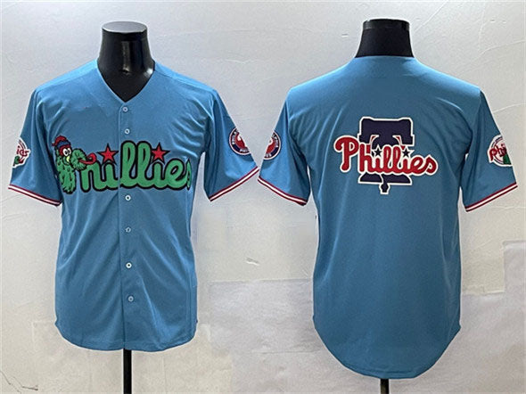 Philadelphia Phillies Team Big Logo Light Blue Phanatic Limited Stitched Baseball Jersey baseball jersey product view 1
