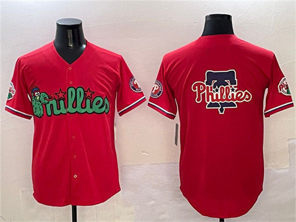 Philadelphia Phillies Team Big Logo Red Phanatic Limited Stitched Baseball Jersey baseball jersey product view 1