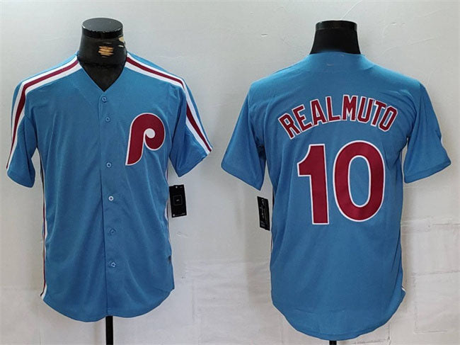 Philadelphia Phillies #10 J.T. Realmuto Blue Cool Base Stitched Baseball Jersey baseball jersey product view 1