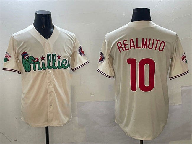 Philadelphia Phillies #10 J.T. Realmuto Cream Phanatic Limited Stitched Baseball Jersey baseball jersey product view 1