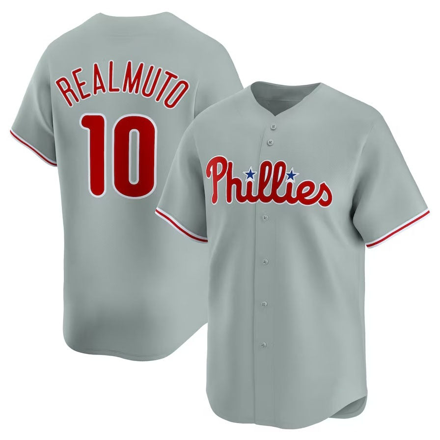 Philadelphia Phillies #10 J.T. Realmuto Road Limited Player Jersey - Gray Stitched Baseball Jersey baseball jersey product view 1