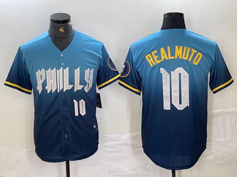 Philadelphia Phillies #10 JT Realmuto Number Blue 2024 City Connect Limited Stitched Baseball Jerseys baseball jersey product view 1