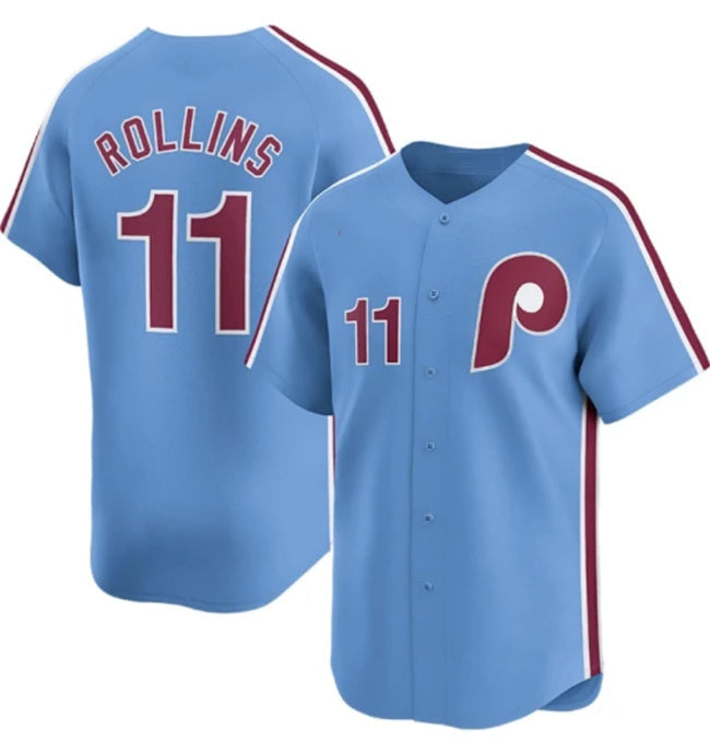 Philadelphia Phillies #11 Jimmy Rollins Light Blue Alternate Limited Stitched Baseball Jerseys baseball jersey product view 1
