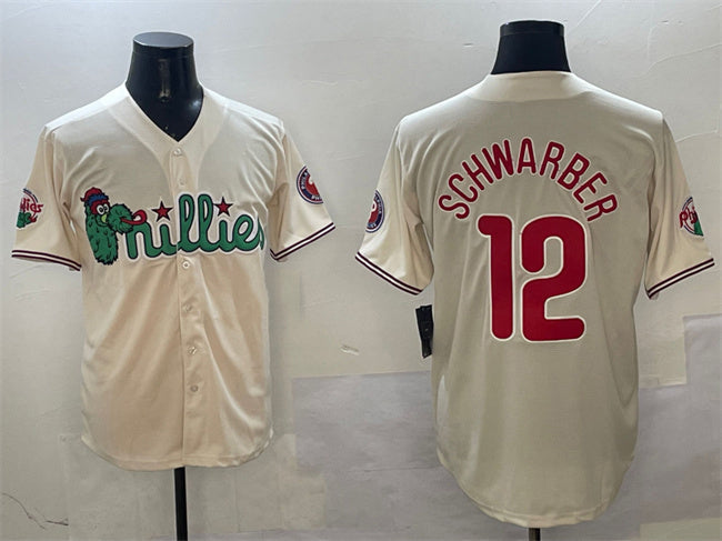 Philadelphia Phillies #12 Kyle Schwarber Cream Phanatic Limited Stitched Baseball Jersey baseball jersey product view 1