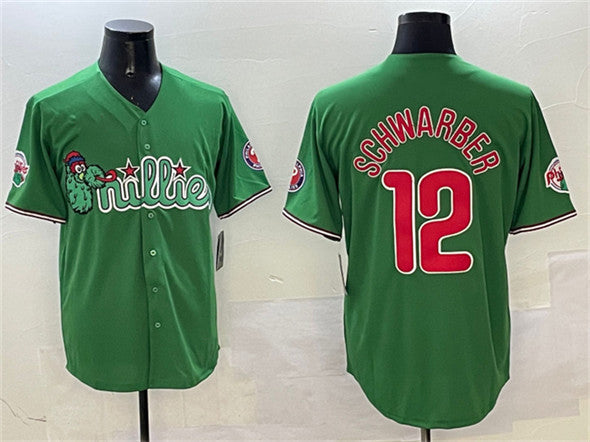Philadelphia Phillies #12 Kyle Schwarber Green Phanatic Limited Stitched Baseball Jersey baseball jersey product view 1