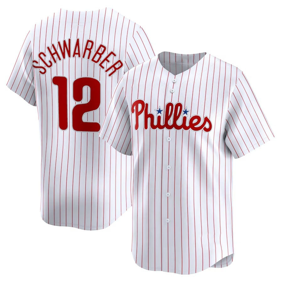 Philadelphia Phillies #12 Kyle Schwarber Home Limited Player Jersey - White Stitched Baseball Jersey baseball jersey product view 1