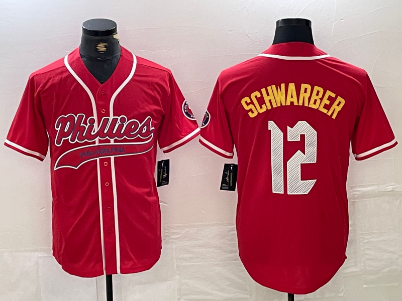 Philadelphia Phillies #12 Kyle Schwarber Red 2024 City Connect Limited Stitched Baseball Jerseys baseball jersey product view 1