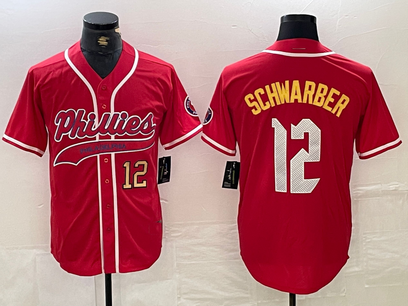 Philadelphia Phillies #12 Kyle Schwarber Red 2024 City Connect Limited Stitched Baseball Jerseys baseball jersey product view 1