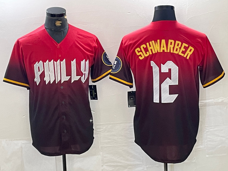 Philadelphia Phillies #12 Kyle Schwarber Red 2024 City Cool Base Baseball Jersey baseball jersey product view 1