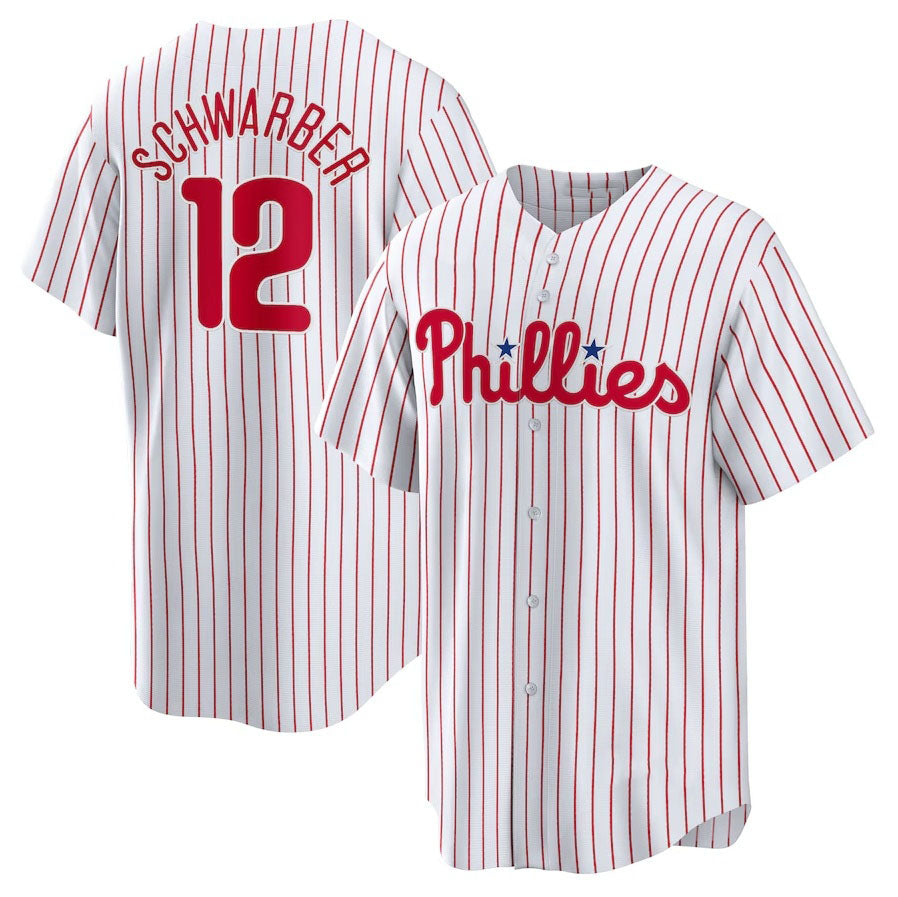 Philadelphia Phillies #12 Kyle Schwarber Replica Player Jersey - White Stitched Baseball Jersey baseball jersey product view 1