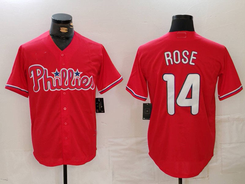 Philadelphia Phillies #14 Pete Rose Red Cool Base Stitched Baseball Jersey baseball jersey product view 1