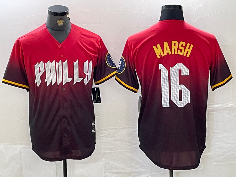 Philadelphia Phillies #16 Brandon Marsh Red 2024 City Cool Base Baseball Jersey baseball jersey product view 1