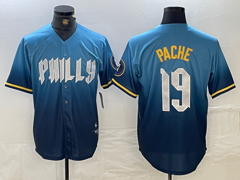 Philadelphia Phillies #19 Cristian Pache Blue 2024 City Connect Limited Stitched Baseball Jersey baseball jersey product view 1