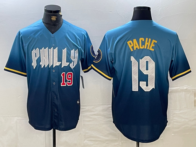 Philadelphia Phillies #19 Cristian Pache Blue 2024 City Connect Limited Stitched Baseball Jersey baseball jersey product view 1