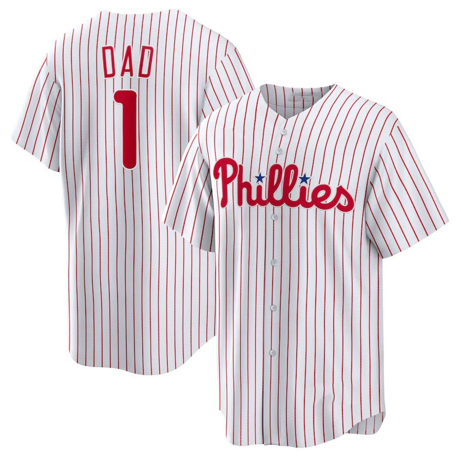 Philadelphia Phillies #1 Dad Home Replica Jersey - White Stitched Baseball Jersey baseball jersey product view 1