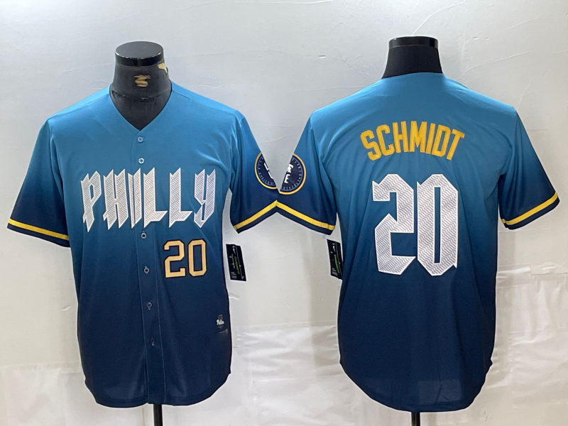 Philadelphia Phillies #20 Mike Schmidt Blue 2024 City Cool Base Baseball Jersey baseball jersey product view 1