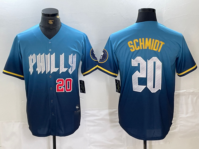 Philadelphia Phillies #20 Mike Schmidt Blue 2024 City Cool Base Baseball Jersey baseball jersey product view 1
