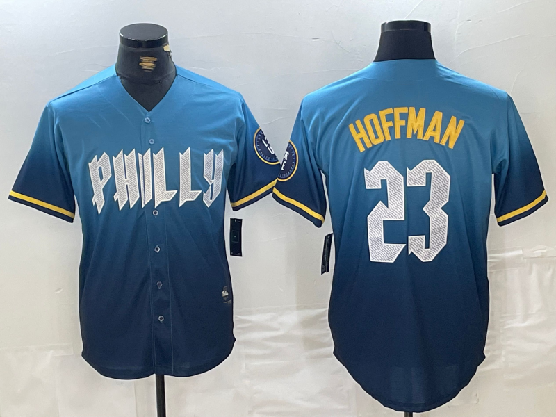 Philadelphia Phillies #23 Jeff Hoffman Blue 2024 City Connect Limited Stitched Baseball Jersey baseball jersey product view 1