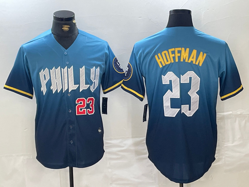 Philadelphia Phillies #23 Jeff Hoffman Blue Number 2024 City Connect Limited Stitched Baseball Jersey baseball jersey product view 1