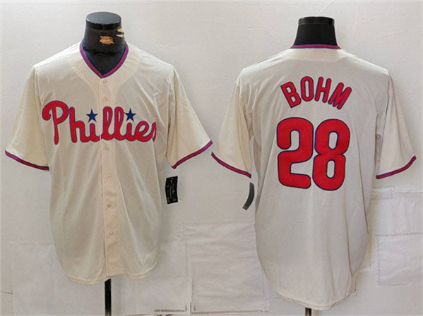 Philadelphia Phillies #28 Alec Bohm Cream Cool Base Stitched Baseball Jersey baseball jersey product view 1