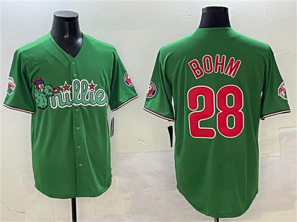 Philadelphia Phillies #28 Alec Bohm Green Phanatic Limited Stitched Baseball Jerseys baseball jersey product view 1