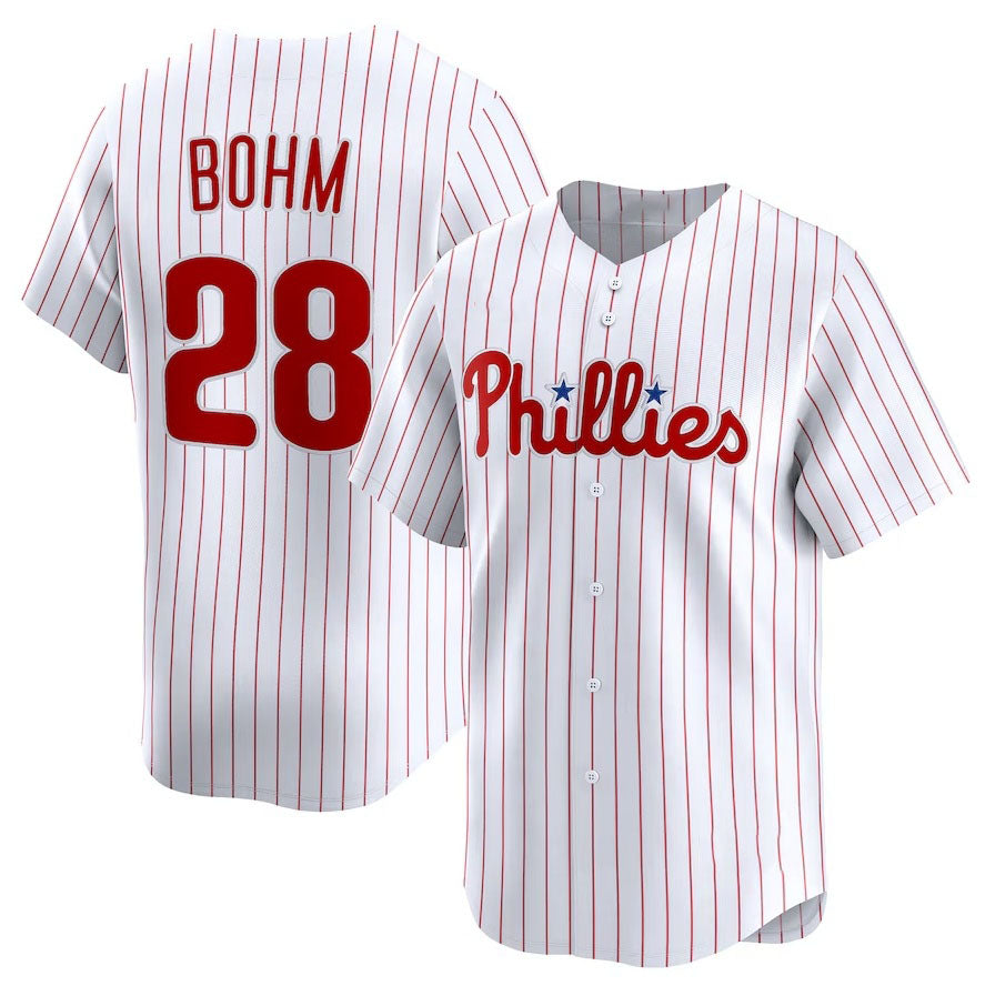 Philadelphia Phillies #28 Alec Bohm Home Limited Player Jersey - White Stitched Baseball Jersey baseball jersey product view 1