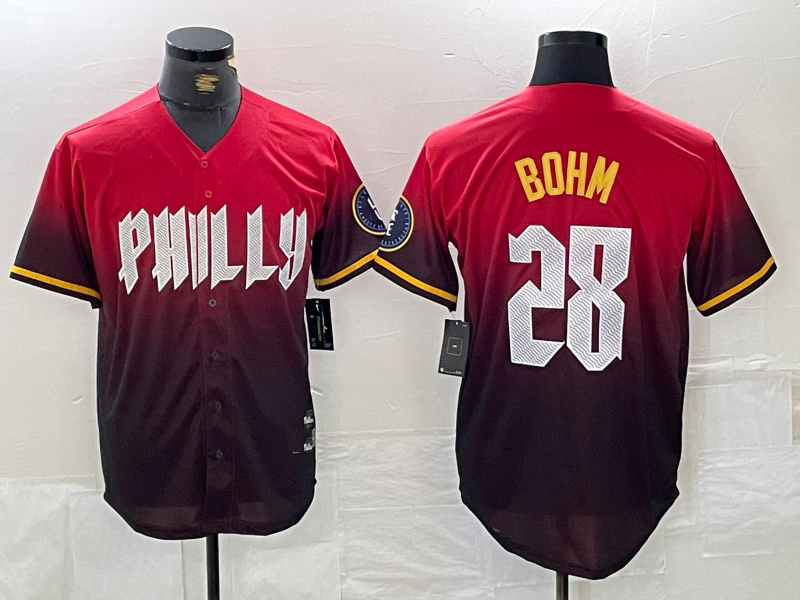 Philadelphia Phillies #28 Alec Bohm Red 2024 City Cool Base Baseball Jersey baseball jersey product view 1