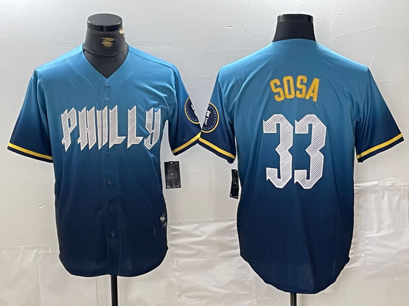 Philadelphia Phillies #33 Edmundo Sosa Blue 2024 City Connect Limited Stitched Baseball Jersey baseball jersey product view 1