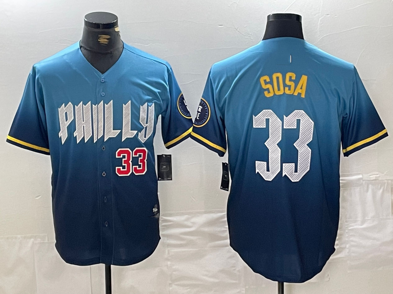 Philadelphia Phillies #33 Edmundo Sosa Blue 2024 City Connect Limited Stitched Baseball Jersey baseball jersey product view 1