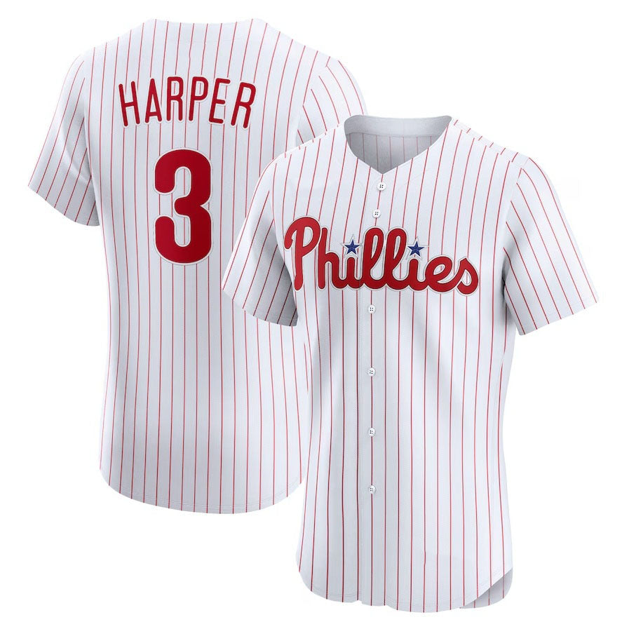 Philadelphia Phillies #3 Bryce Harper Home Elite Jersey - White Stitched Baseball Jersey baseball jersey product view 1
