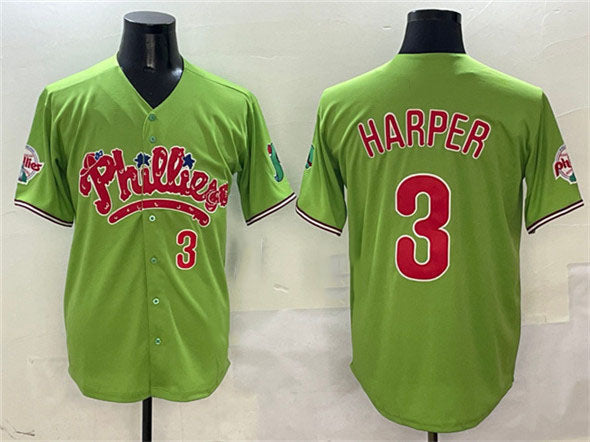 Philadelphia Phillies #3 Bryce Harper Light Green Phanatic Limited Stitched Baseball Jersey baseball jersey product view 1