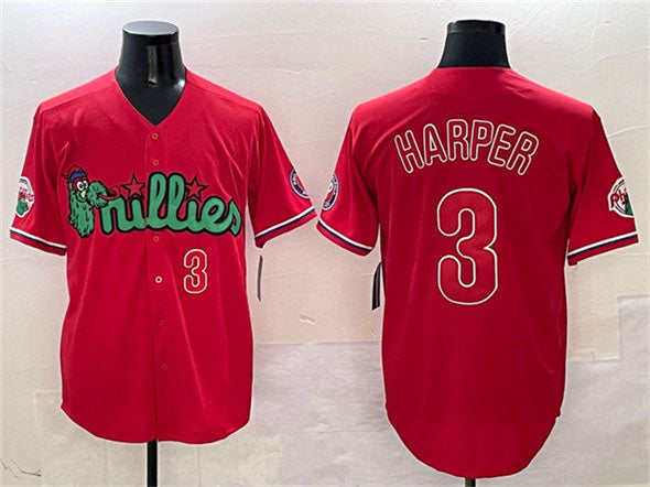 Philadelphia Phillies #3 Bryce Harper Red Phanatic Limited Stitched Baseball Jersey baseball jersey product view 1