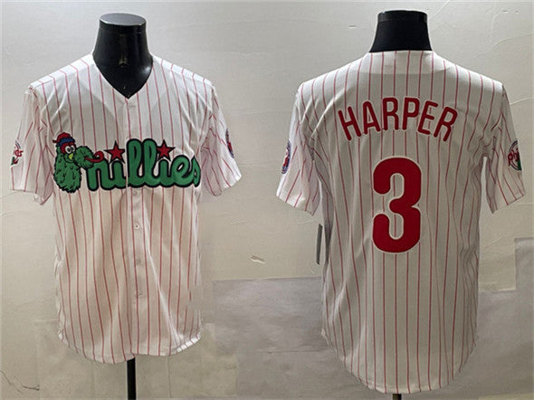 Philadelphia Phillies #3 Bryce Harper White Phanatic Cool Base Stitched Baseball Jersey baseball jersey product view 1