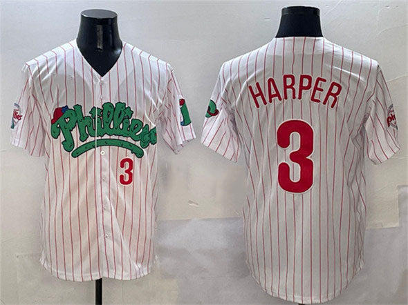 Philadelphia Phillies #3 Bryce Harper White Phanatic Limited Stitched Baseball Jersey baseball jersey product view 1