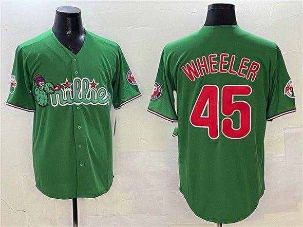 Philadelphia Phillies #45 Zack Wheeler Green Phanatic Limited Stitched Baseball Jersey baseball jersey product view 1