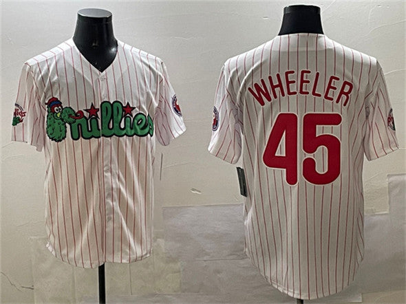 Philadelphia Phillies #45 Zack Wheeler White Phanatic Cool Base Stitched Baseball Jersey baseball jersey product view 1